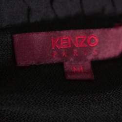 Kenzo Black Knit Waist Tie Detail Long Sleeve Top M