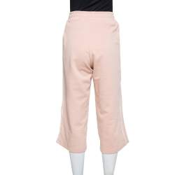 Pre Owned Kenzo Salmon Pink Knit Logo Printed Cropped Track Pants XS
