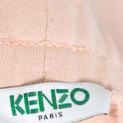 Pre Owned Kenzo Salmon Pink Knit Logo Printed Cropped Track Pants XS