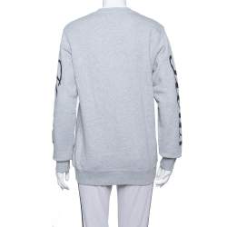 Pre Owned Kenzo Grey Knit Flying Tiger Embroidery Detail Sweatshirt XS
