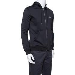 Pre Owned Kenzo Black Knit Dragon Embroidery Detail Hoodie XS
