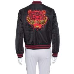 Kenzo Black Synthetic Tiger Embroidered Bomber Jacket M