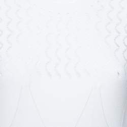 Pre Owned Kenzo White Perforated Knit Fit & Flare Dress L
