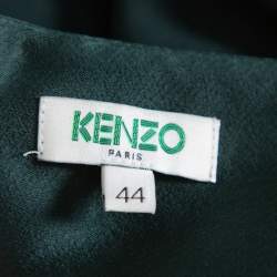 Pre Owned Kenzo Green Crepe & Satin Asymmetric Midi Skirt L