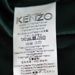 Pre Owned Kenzo Green Crepe & Satin Asymmetric Midi Skirt L