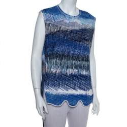 Kenzo Blue Neoprene Printed Sleeveless Oversized Top L