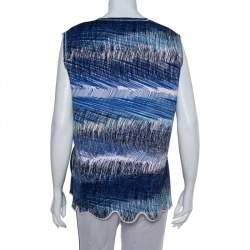 Kenzo Blue Neoprene Printed Sleeveless Oversized Top L