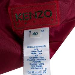 Pre Owned Kenzo Crimson Red Wool Double Breasted Cropped Blazer M