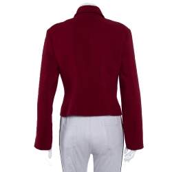 Pre Owned Kenzo Crimson Red Wool Double Breasted Cropped Blazer M