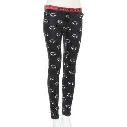 Pre Owned Kenzo Black Lotus Eye Printed Denim Skinny Fit Jeans M