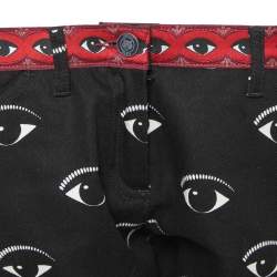 Pre Owned Kenzo Black Lotus Eye Printed Denim Skinny Fit Jeans M