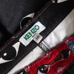 Pre Owned Kenzo Black Lotus Eye Printed Denim Skinny Fit Jeans M