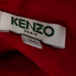 Pre Owned Kenzo Red Lotus Eye Printed Crepe Shift Dress S