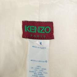 Kenzo Cream Embroidered Linen Mid Length Vest L