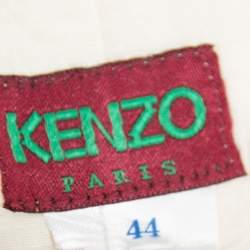 Kenzo Cream Embroidered Linen Mid Length Vest L