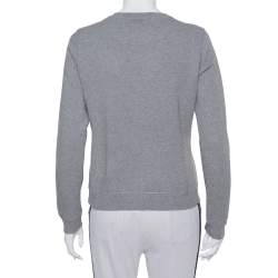 Pre Owned Kenzo Grey Tiger Motif Embroidered Cotton Crewneck Sweatshirt M