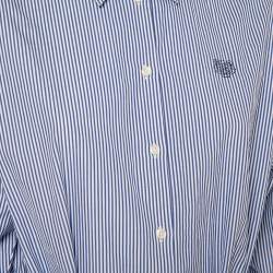 Kenzo Blue & White Striped Cotton Belted Shirt Dress S