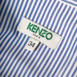 Kenzo Blue & White Striped Cotton Belted Shirt Dress S