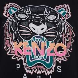 Pre Owned Kenzo Black Tiger Embroidered Cotton T-Shirt Dress M