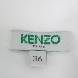 Pre Owned Kenzo White Tiger Embroidered Cotton Belted Shirt Dress S