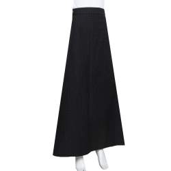 Pre Owned Kenzo Black Cotton Polka Dot Pleated Back Detail Maxi Skirt L