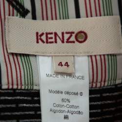 Pre Owned Kenzo Black Cotton Polka Dot Pleated Back Detail Maxi Skirt L