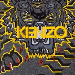 Pre Owned سويت شيرت كينزو قطن مطرز حلية نمر رصاصي مقاس صغير (سمول)