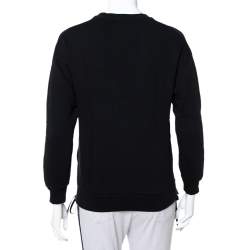 Pre Owned Kenzo Black Knit Logo Embroidered Side Zip Detail Sweatshirt S