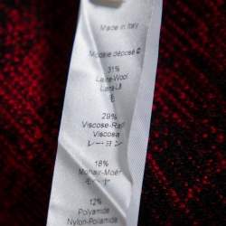 Pre Owned Kenzo Defile Red & Black Wool & Mohair Ruffled Button Front Short Cardigan S