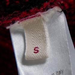 Pre Owned Kenzo Defile Red & Black Wool & Mohair Ruffled Button Front Short Cardigan S