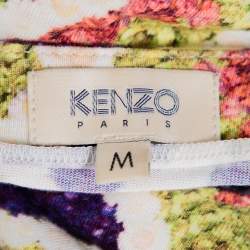 Pre Owned Kenzo Multicolor Printed Knit Slit Detail Maxi Dress M