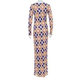 Pre Owned Kenzo Multicolor Printed Knit Slit Detail Maxi Dress M