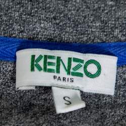 Pre Owned سويتر كينزو رقبة مستديرة مطرز نمر قطن رصاصي مقاس صغير (سمول)