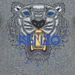 Pre Owned تي شيرت كينزو قطن رصاصي نقشة النمر مطبوعة برقبة مستديرة مقاس صغير - سمول