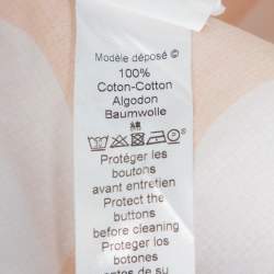 Pre Owned Kenzo Beige Polka Dot Logo Printed Cotton V-Neck Top S