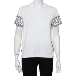 Kenzo White Cotton Logo Printed Sleeve Crewneck T-Shirt M