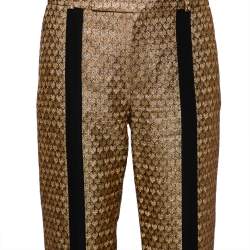 مملوكة مسبقًا بنطلون كينزو ذهبي مزركش حواف متباينة أرجل ضيقة مقاس صغير - سمول