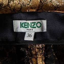 مملوكة مسبقًا بنطلون كينزو ذهبي مزركش حواف متباينة أرجل ضيقة مقاس صغير - سمول