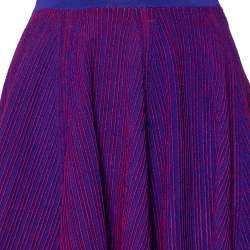 Pre Owned Kenzo Purple & Red Textured Knit Flared Mini Skirt S