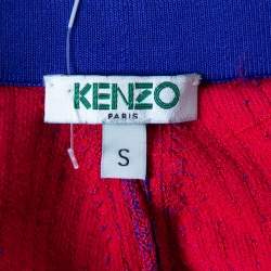 Pre Owned Kenzo Purple & Red Textured Knit Flared Mini Skirt S