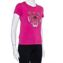 مملوكة مسبقًا Kenzo Two Tone Tiger Printed Cotton Crewneck T-Shirt S