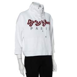 مملوكة مسبقًا سويت شيرت كينزو كبير الحجم  مزين رباط و مطرز قطن أبيض مقاس وسط (ميديوم)