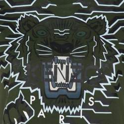 مملوكة مسبقًا تي شيرت كينزو رقبة مستديرة قطن طباعة نمر جيو أخضر مقاس صغير