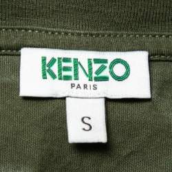 مملوكة مسبقًا تي شيرت كينزو رقبة مستديرة قطن طباعة نمر جيو أخضر مقاس صغير