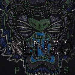 Pre Owned سويتشيرت كينزو رقبة مستديرة قطن مطرز نمر أسود مقاس متوسط