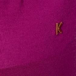 Pre Owned كارديغان كينز صوف بنفسجي بأزرار أمامية مقاس متوسط - ميديوم