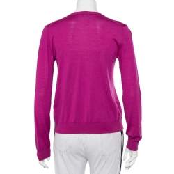 Pre Owned كارديغان كينز صوف بنفسجي بأزرار أمامية مقاس متوسط - ميديوم