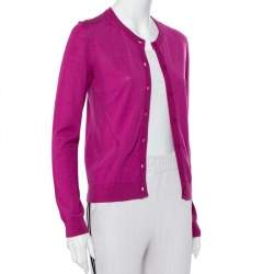 Pre Owned كارديغان كينز صوف بنفسجي بأزرار أمامية مقاس متوسط - ميديوم