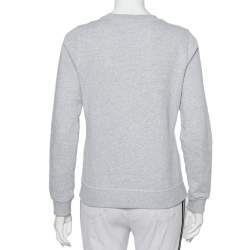 Pre Owned Kenzo Grey Floral Logo Embroidered Cotton Crewneck Sweatshirt S