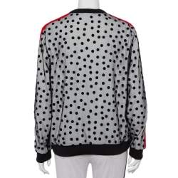 Pre Owned Kenzo Black Polka Dot Tulle Tiger Embroidered Contrast Trim Crewneck Sweatshirt L